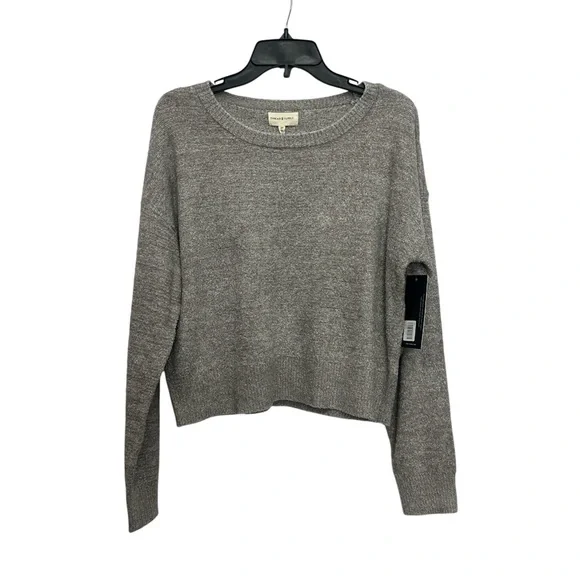 Thread And Supply Cozy Life Perch Top Size Medium Gray Loungewear Crop Oversized - Picture 1 of 6
